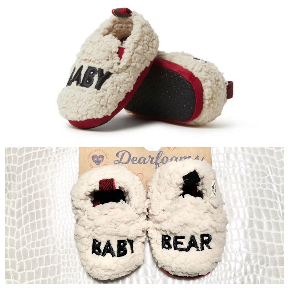 NWT Dearfoams Baby Cozy Sherpa Baby Bear Slippers